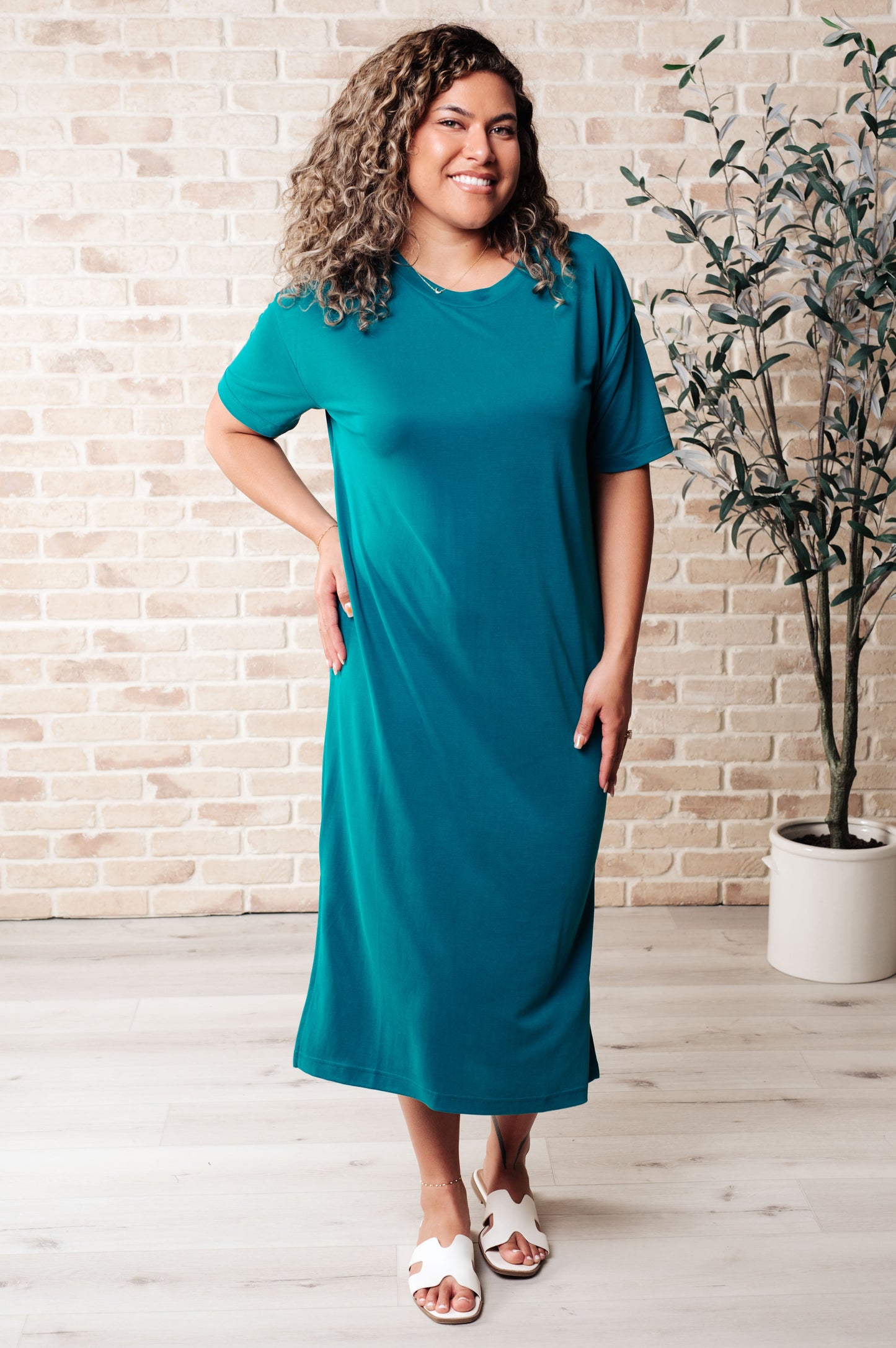 Keeping It Chill Drop Shoulder Maxi Dress in Teal