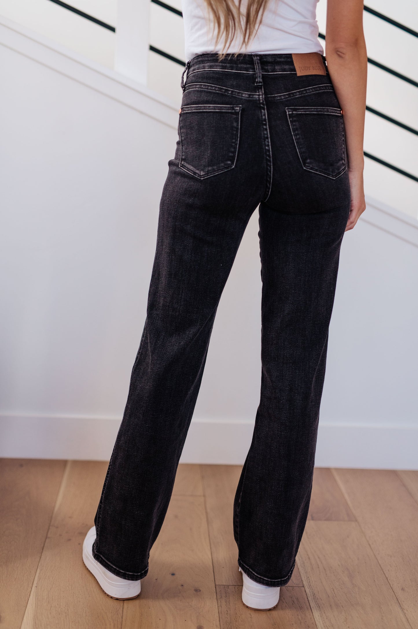 Joan High Rise Control Top Straight Jeans in Washed Black