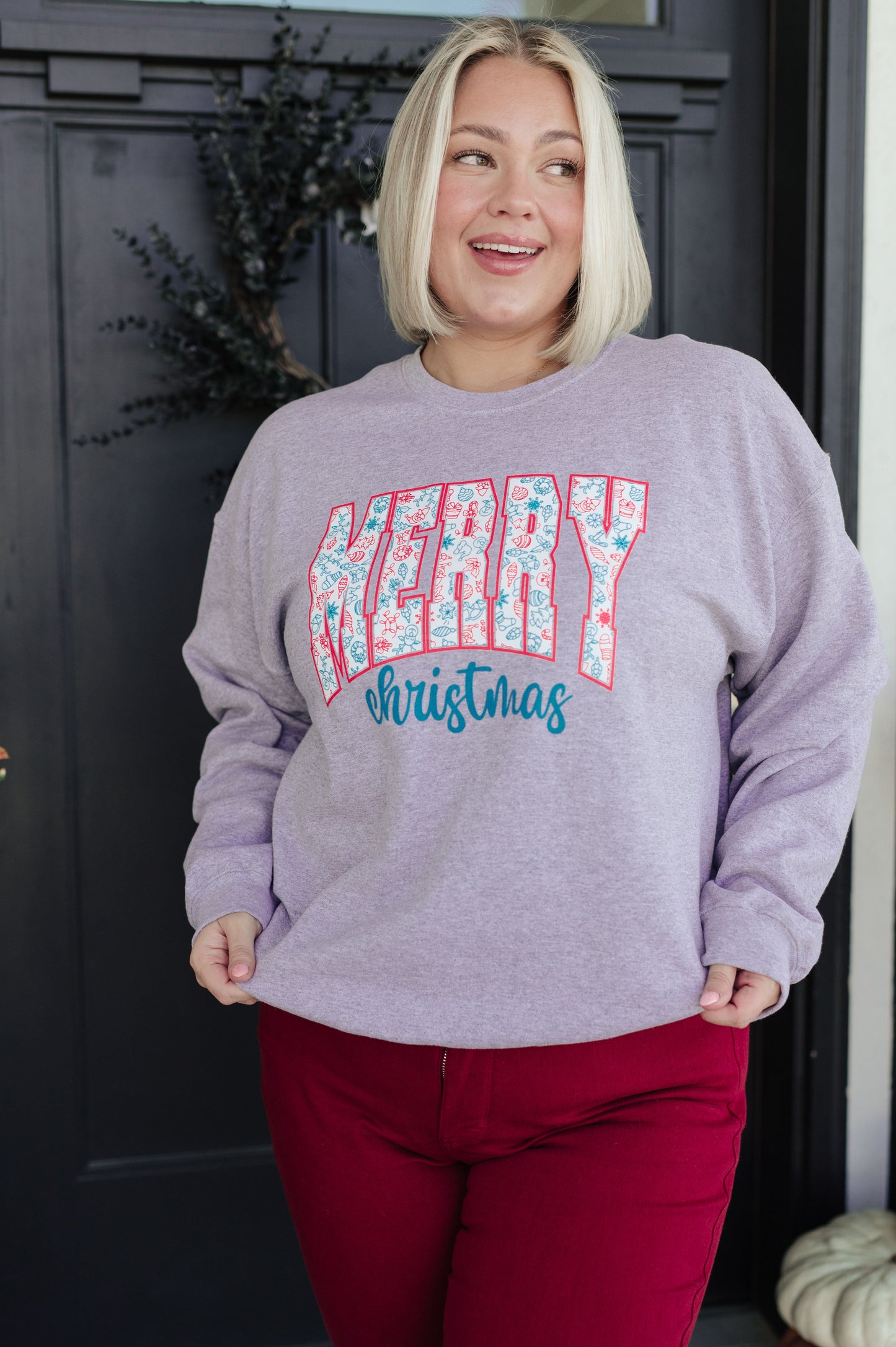 Merry Christmas Sweatshirt in Grey