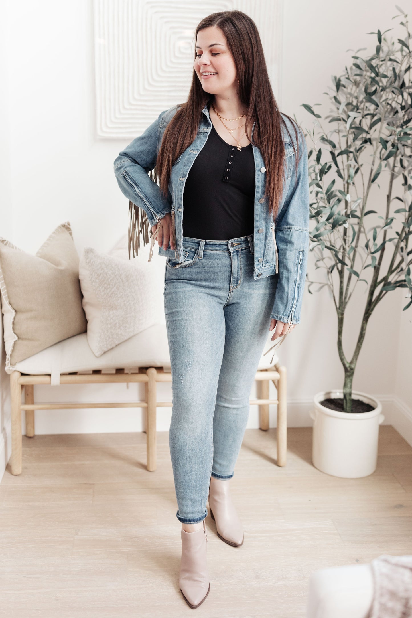 On The Fringe Jacket in Denim